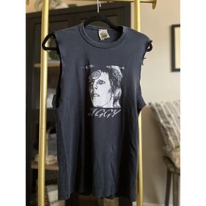 RARE mosquitohead 1990's Concert Culture David Bowie Hand Printed Tank Top M/L